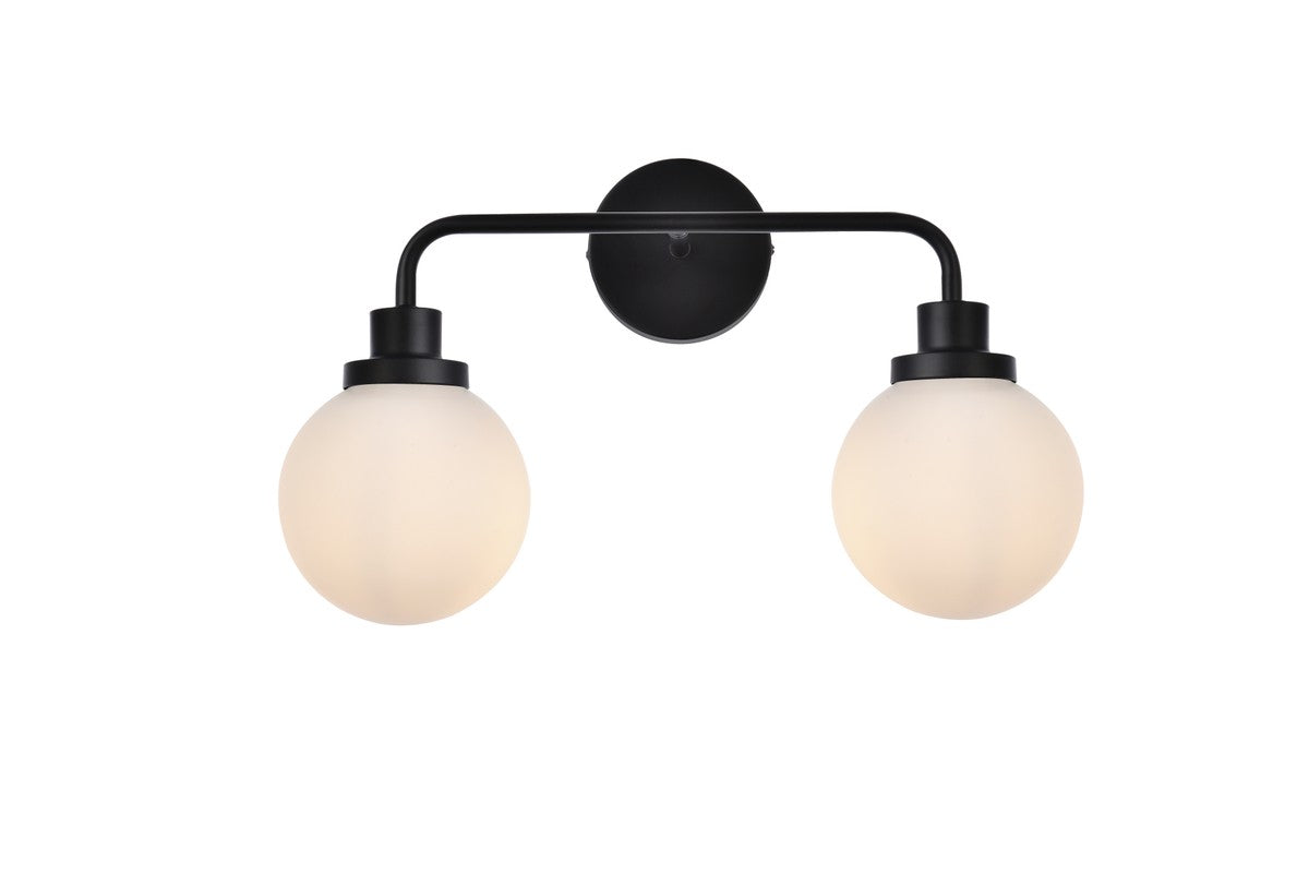 Elegant Lighting - LD7032W19BK - Two Light Bath - Hanson - Black And Frosted Shade