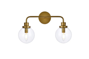 Elegant Lighting - LD7033W19BR - Two Light Bath - Hanson - Brass And Clear Shade