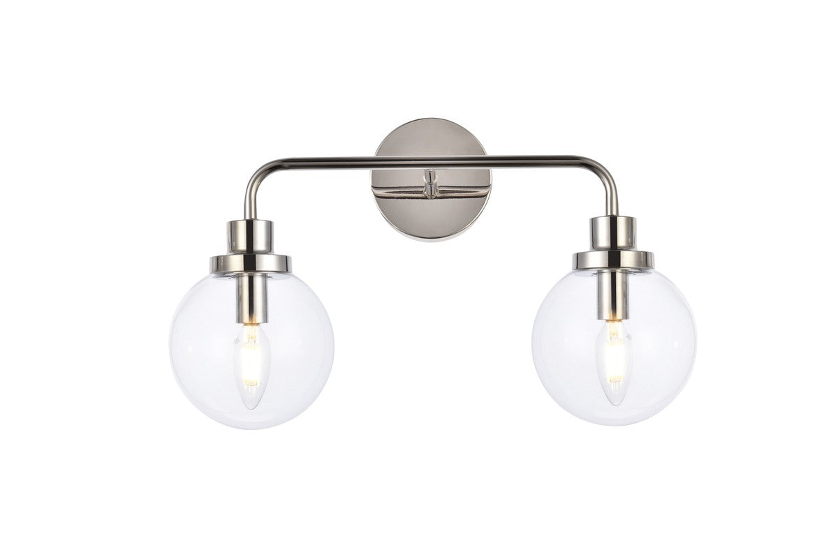 Elegant Lighting - LD7033W19PN - Two Light Bath - Hanson - Polished Nickel And Clear Shade