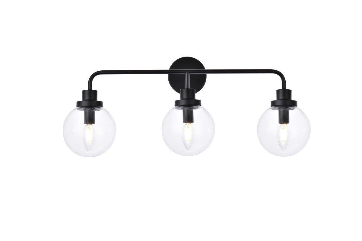 Elegant Lighting - LD7035W28BK - Three Light Bath - Hanson - Black And Clear Shade