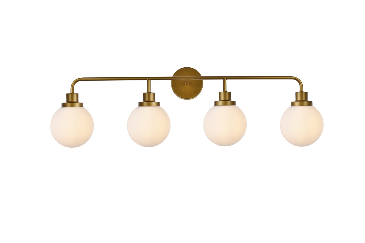 Elegant Lighting - LD7036W38BR - Four Light Bath - Hanson - Brass and Frosted Shade