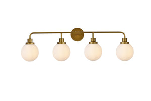 Elegant Lighting - LD7036W38BR - Four Light Bath - Hanson - Brass and Frosted Shade
