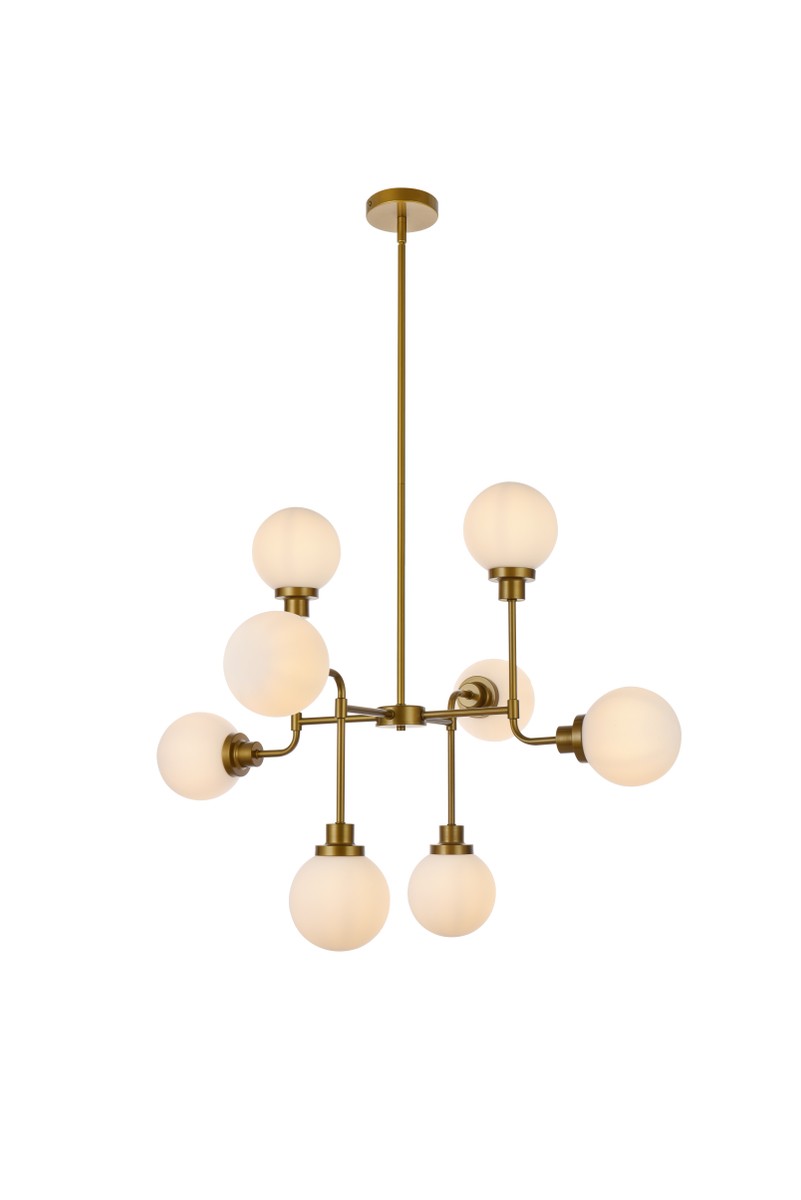 Elegant Lighting - LD7038D36BR - Eight Light Pendant - Hanson - Brass And Frosted Shade