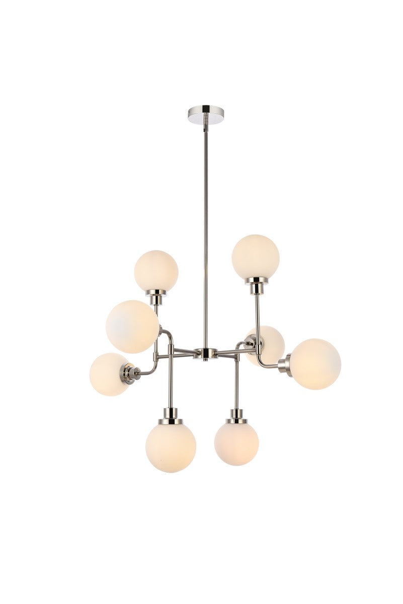 Elegant Lighting - LD7038D36PN - Eight Light Pendant - Hanson - Polished Nickel And Frosted Shade