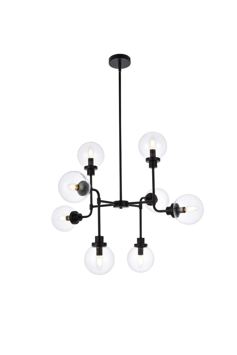 Elegant Lighting - LD7039D36BK - Eight Light Pendant - Hanson - Black And Clear Shade