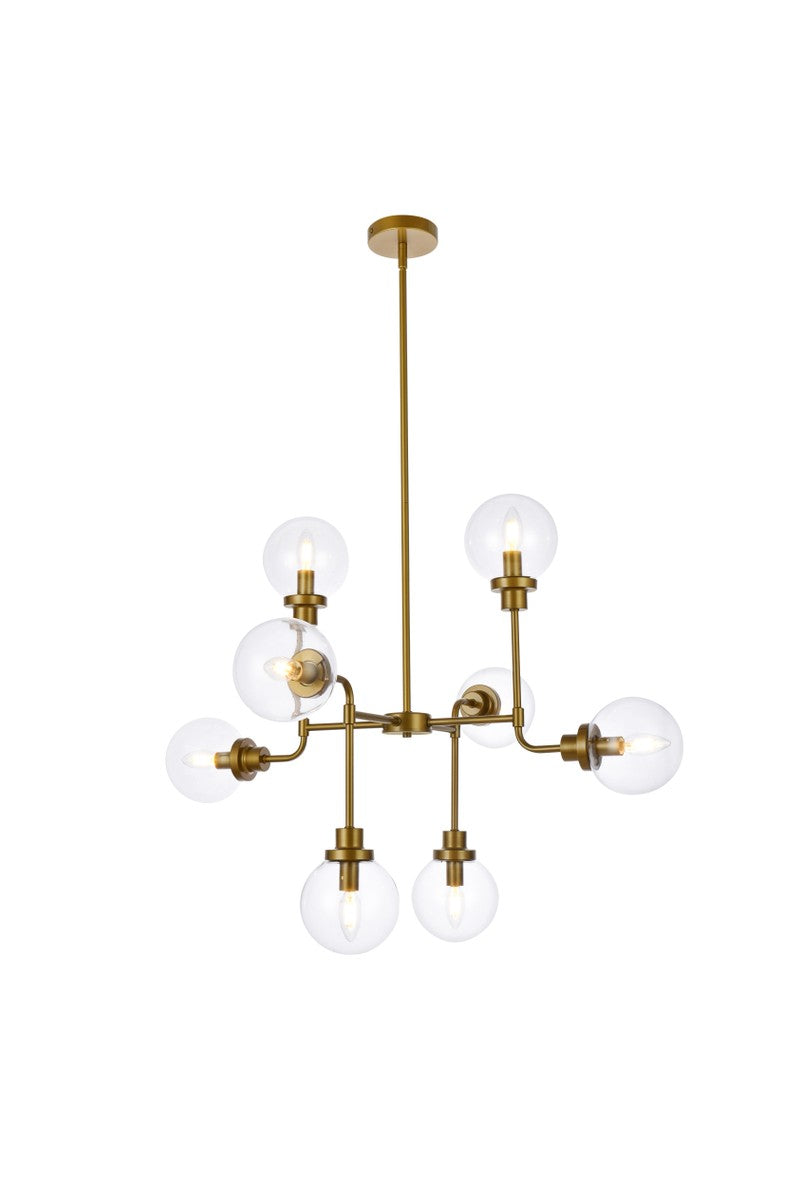 Elegant Lighting - LD7039D36BR - Eight Light Pendant - Hanson - Brass And Clear Shade