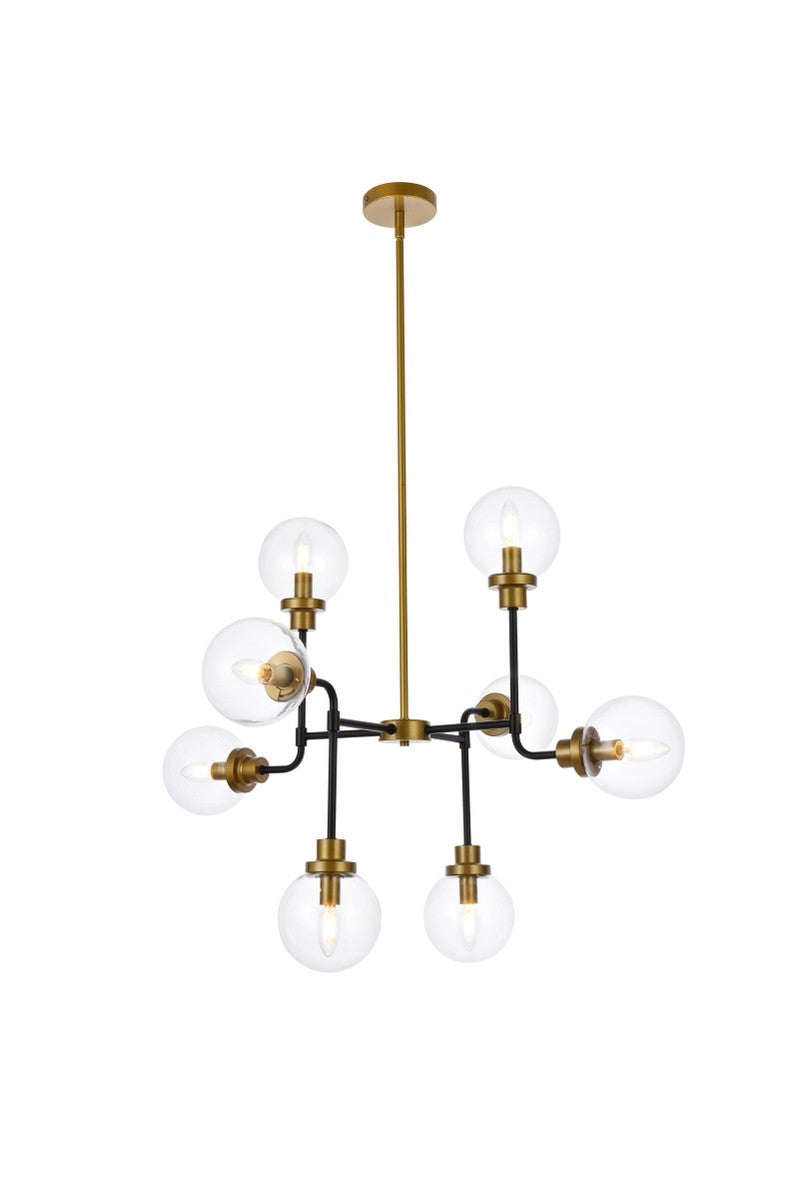 Elegant Lighting - LD7039D36BRB - Eight Light Pendant - Hanson - Black And Brass And Clear Shade