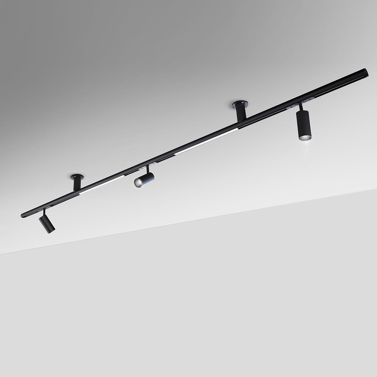Eurofase - 38456-015 - MAST 6' SUR MT,3 SPOT,2 LNS BK - Black