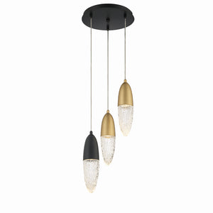 Eurofase - 43858-046 - Three Light Chandelier - Ecrou - Mixed Black / Brass