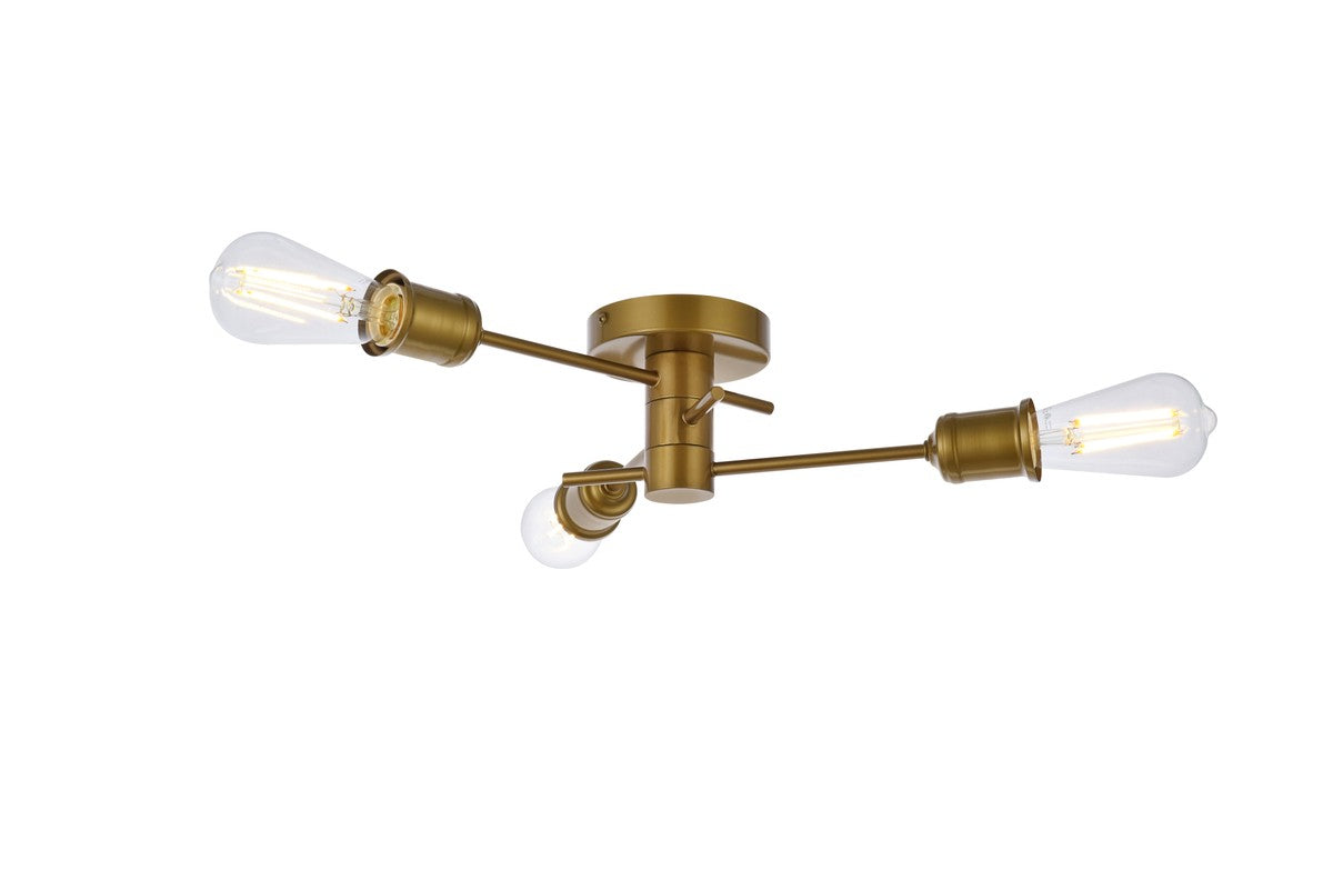 Elegant Lighting - LD7049F18BR - Three Light Flush Mount - Xavier - Brass