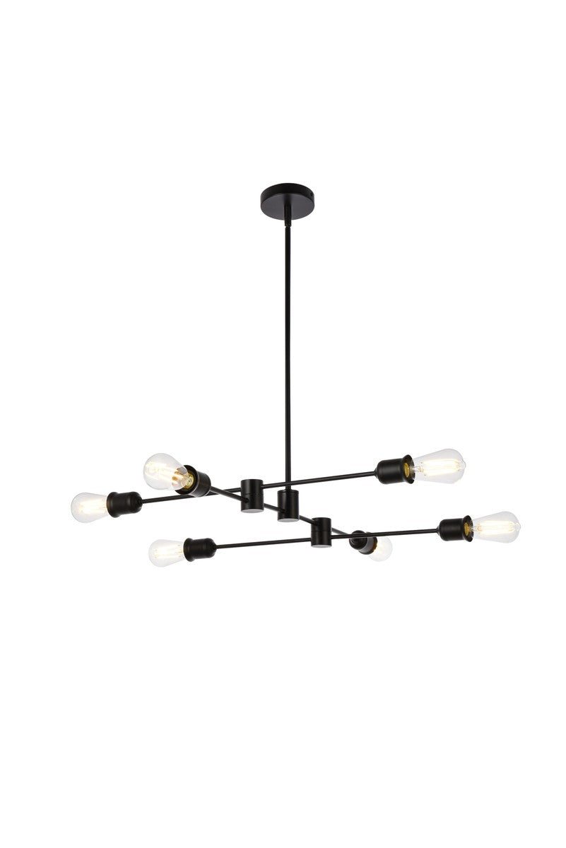 Elegant Lighting - LD7051D31BK - Six Light Pendant - Xavier - Black