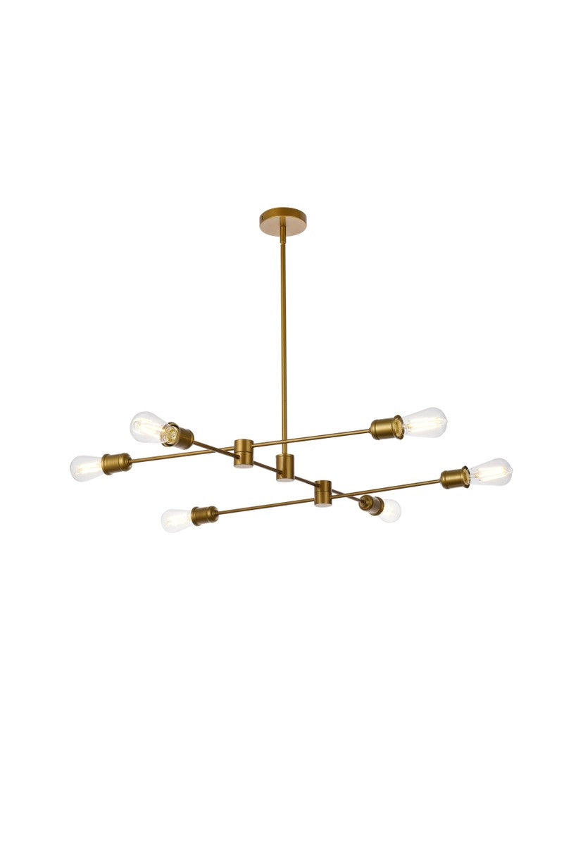 Elegant Lighting - LD7052D35BR - Six Light Pendant - Xavier - Brass