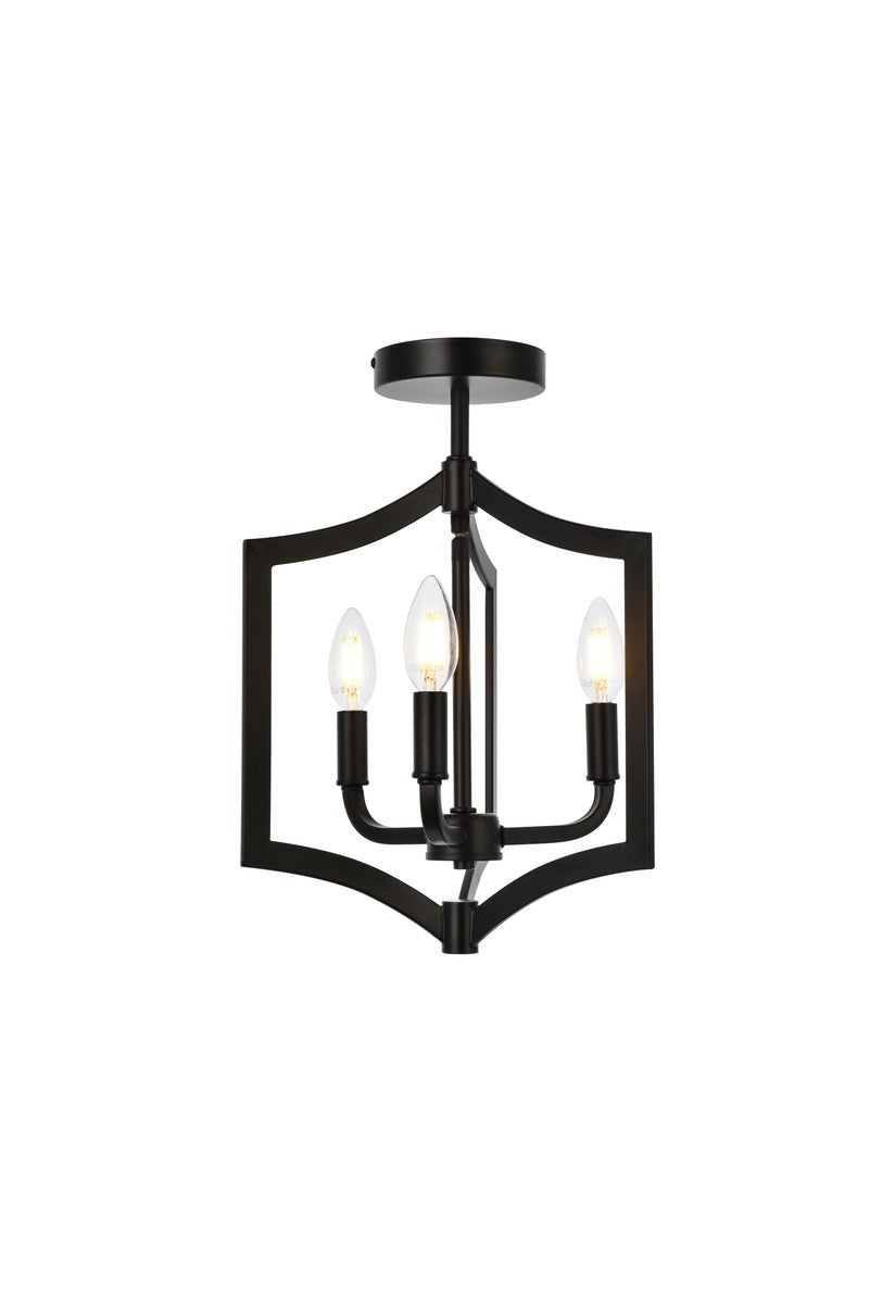 Elegant Lighting - LD7067F12BK - Three Light Flush Mount - Kiera - Black