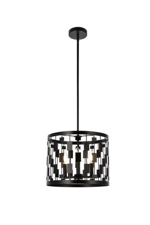 Elegant Lighting - LD7074D14BK - Three Light Pendant - Levante - Black