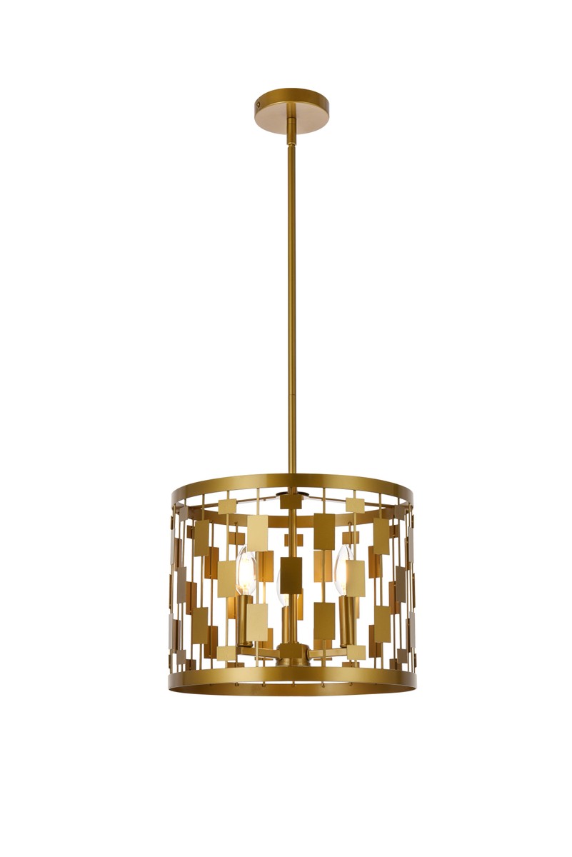 Elegant Lighting - LD7074D14BR - Three Light Pendant - Levante - Brass