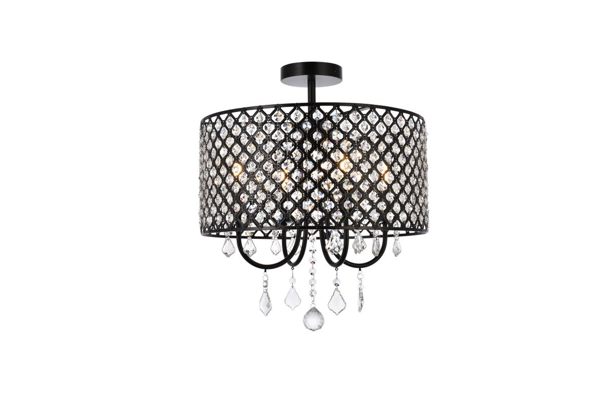 Elegant Lighting - LD710F17BK - Four Light Flush Mount - Elise - black