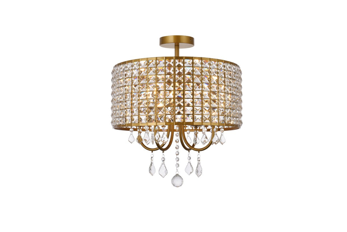 Elegant Lighting - LD712F17BR - Four Light Flush Mount - Elise - brass