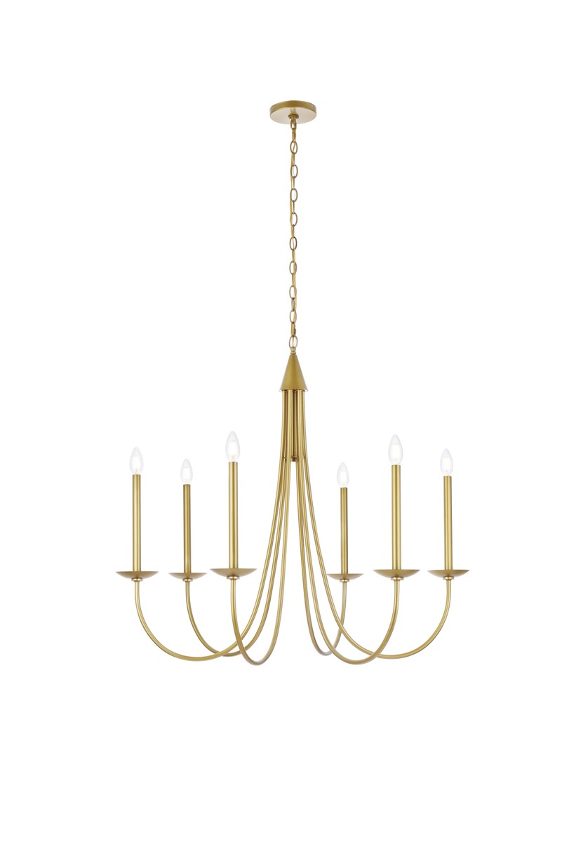 Elegant Lighting - LD810D36BR - Six Light Pendant - Cohen - Brass