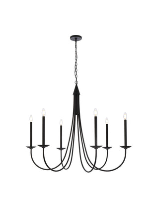 Elegant Lighting - LD810D42BK - Six Light Pendant - Cohen - Black