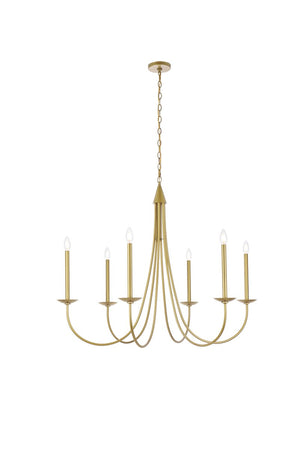 Elegant Lighting - LD810D42BR - Six Light Pendant - Cohen - Brass