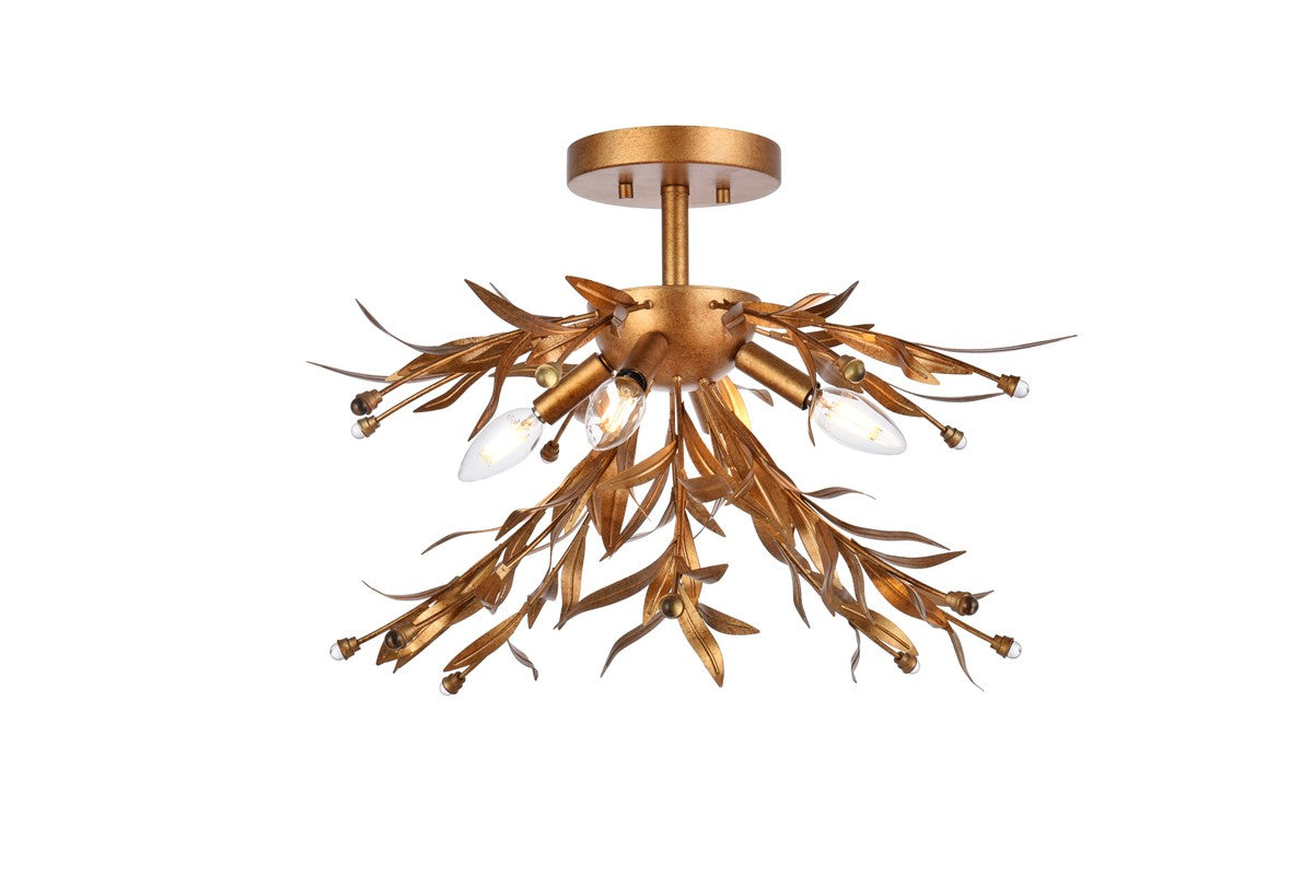 Elegant Lighting - LD810F19GL - Four Light Flush Mount - Priscilla - Gold Leaf