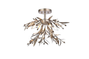 Elegant Lighting - LD810F19SL - Four Light Flush Mount - Priscilla - Silver Leaf