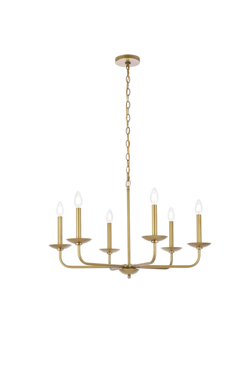 Elegant Lighting - LD812D30BR - Six Light Pendant - Cohen - brass