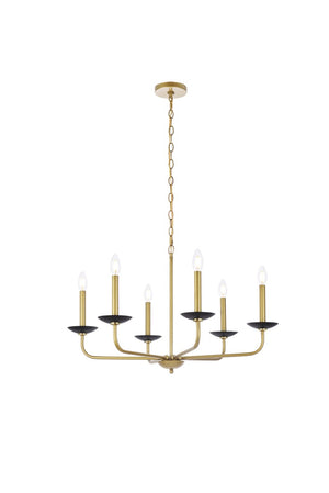 Elegant Lighting - LD812D30BRK - Six Light Pendant - Cohen - black and brass
