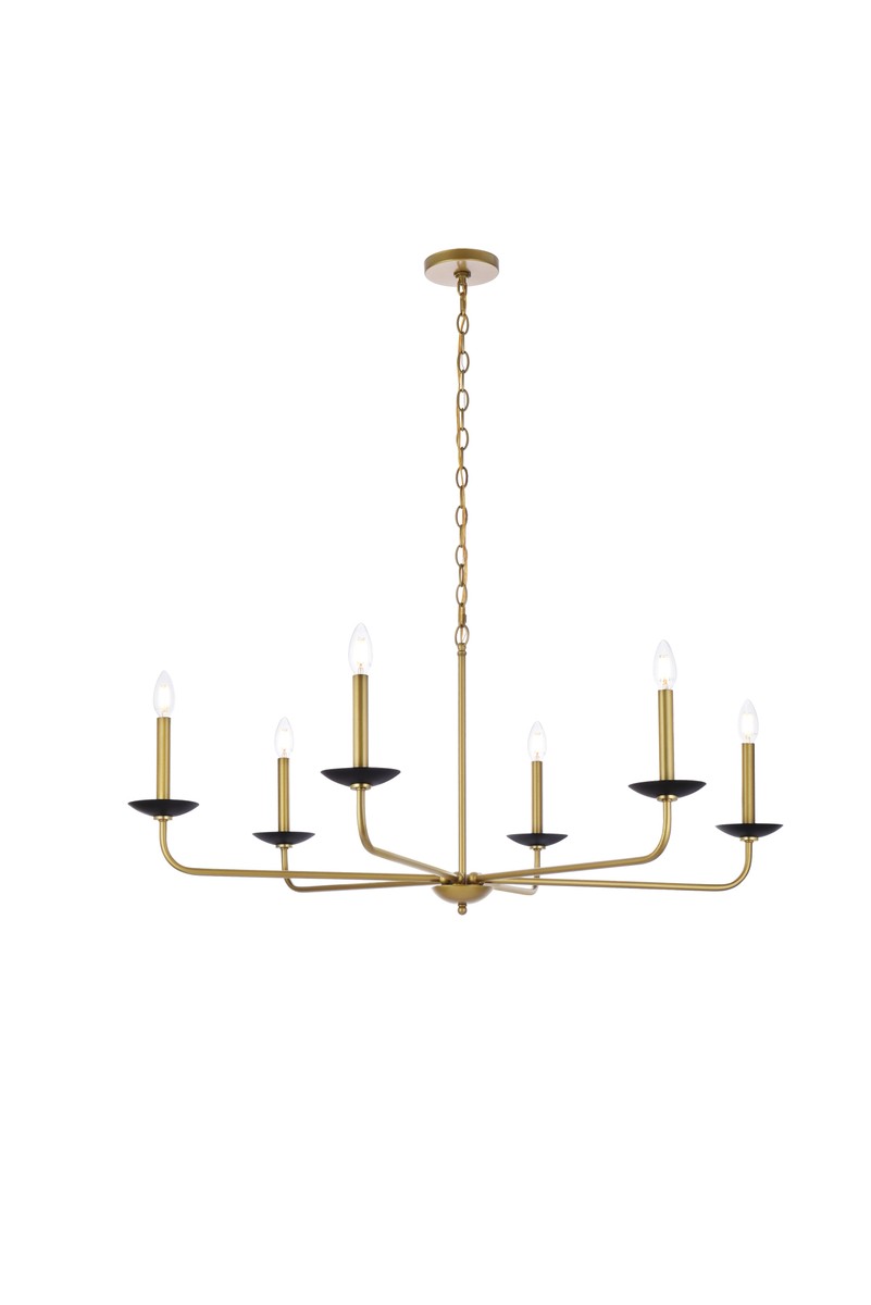 Elegant Lighting - LD812D42BRK - Six Light Pendant - Cohen - Black And Brass