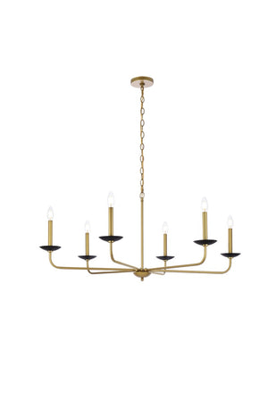 Elegant Lighting - LD812D42BRK - Six Light Pendant - Cohen - Black And Brass