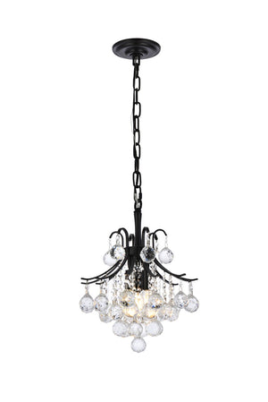 Elegant Lighting - V8000D12BK/RC - Three Light Pendant - Toureg - Black And Clear