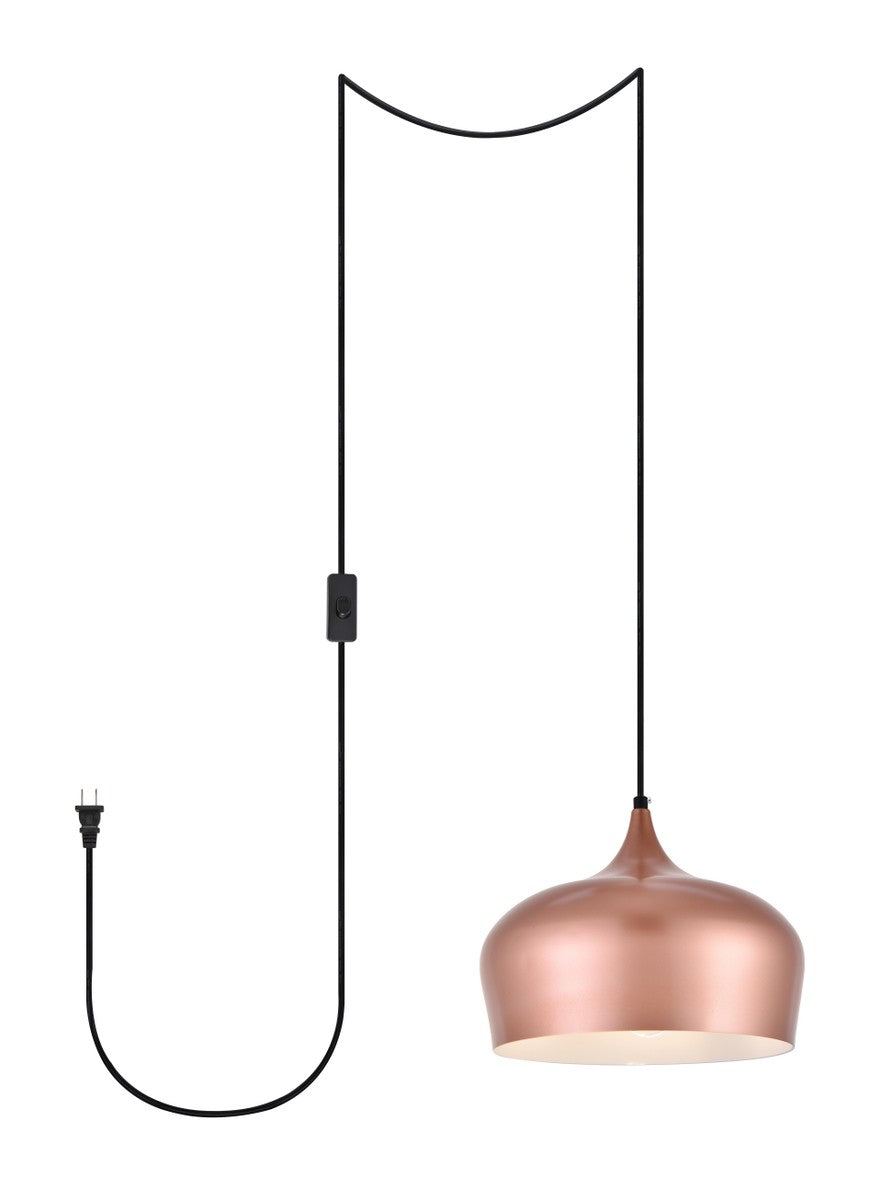 Elegant Lighting - LDPG2003HG - One Light Plug in Pendant - Nora - Honey Gold