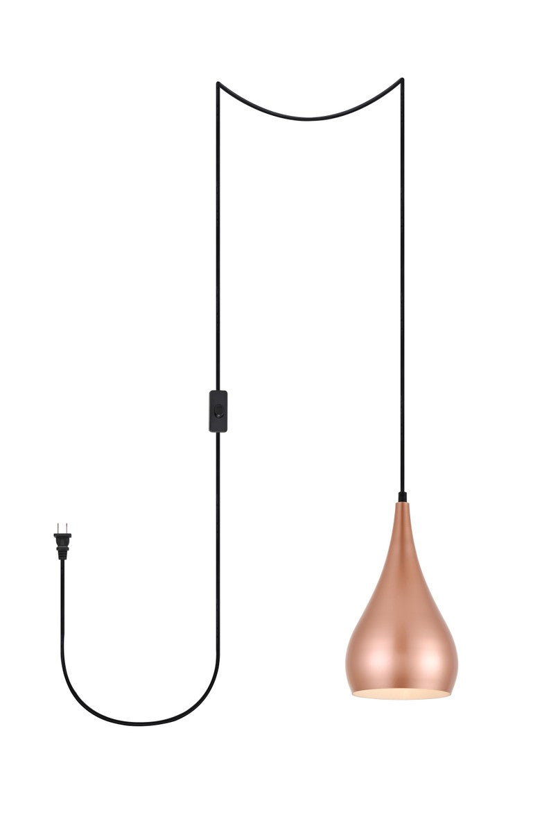 Elegant Lighting - LDPG2001HG - One Light Plug in Pendant - Nora - Honey Gold