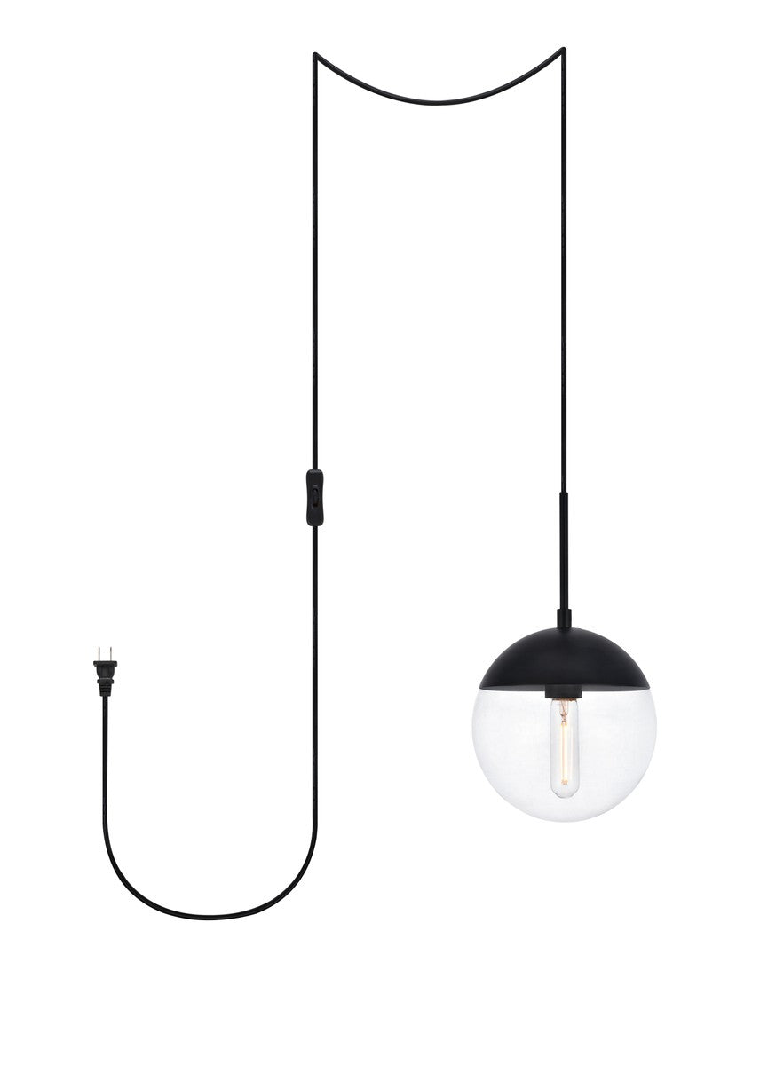 Elegant Lighting - LDPG6027BK - One Light Plug in Pendant - Eclipse - Black And Clear