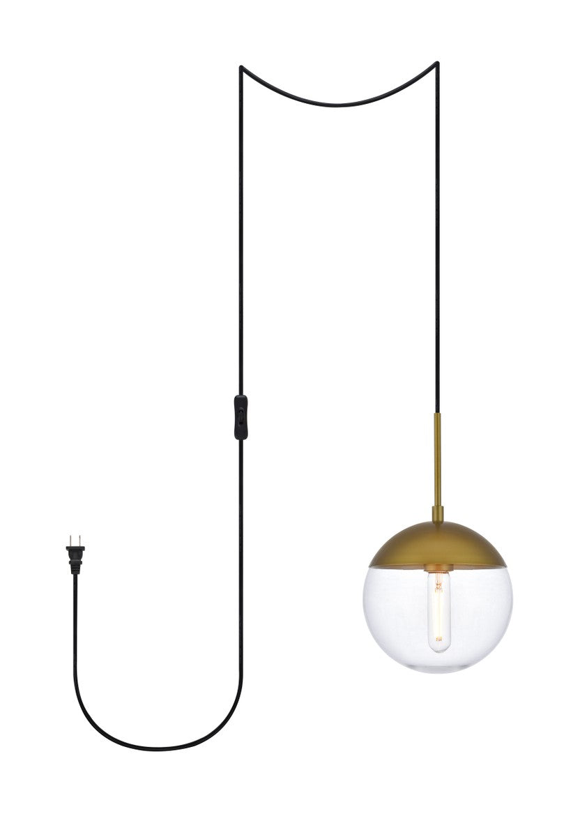 Elegant Lighting - LDPG6031BR - One Light Plug in Pendant - Eclipse - Brass And Clear