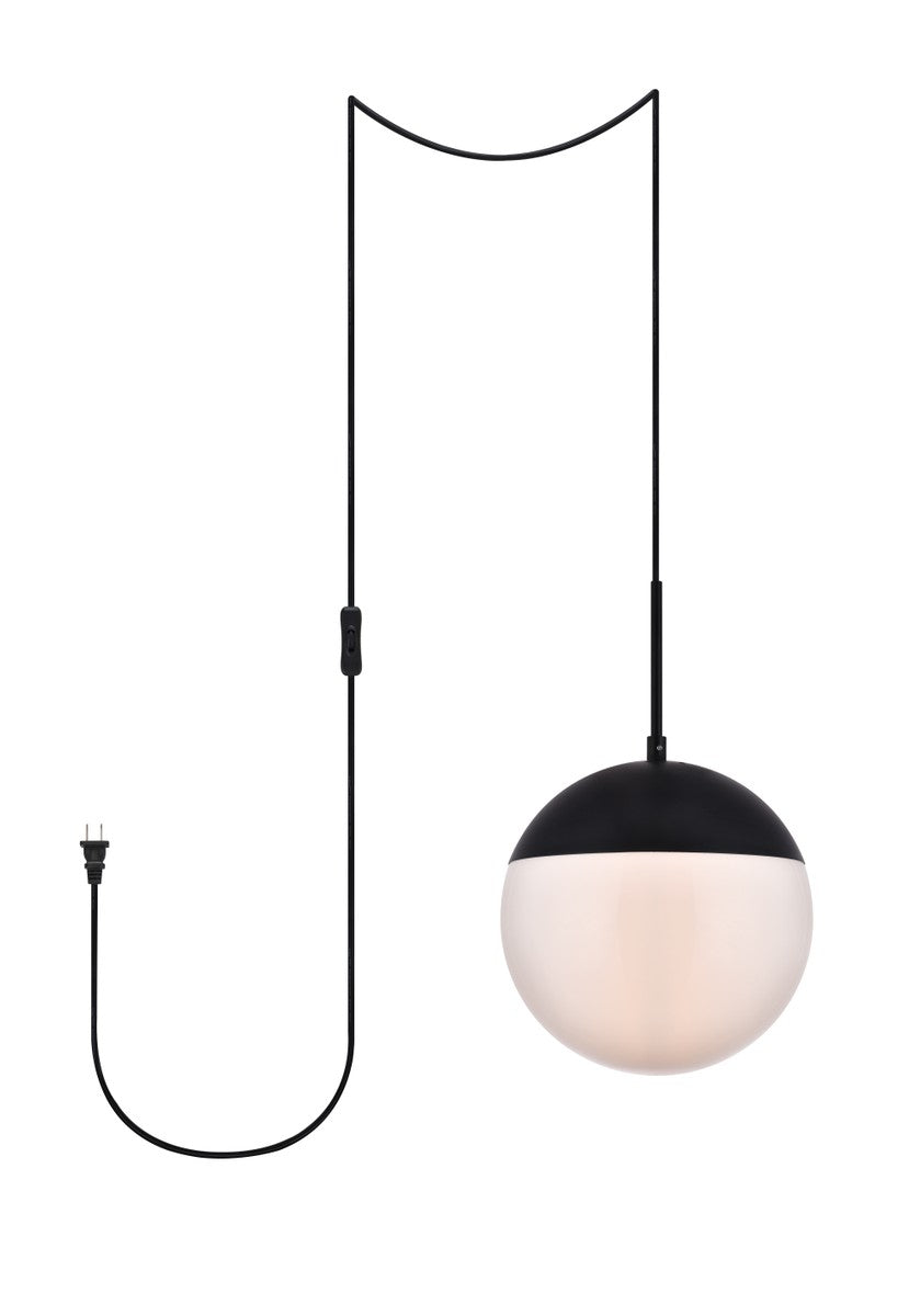 Elegant Lighting - LDPG6032BK - One Light Plug in Pendant - Eclipse - Black and Frosted White