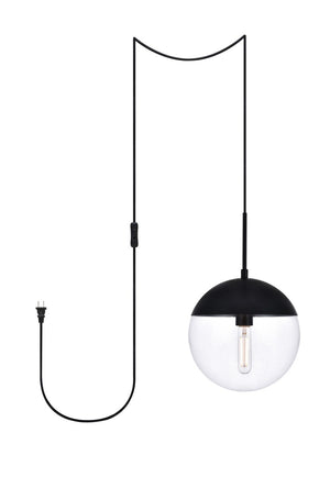 Elegant Lighting - LDPG6033BK - One Light Plug in Pendant - Eclipse - Black And Clear