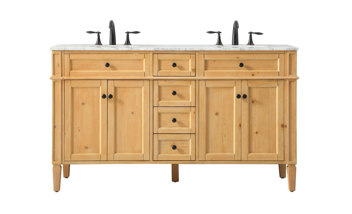Elegant Lighting - VF12560DNW - Double Bathroom Vanity - Park Avenue - natural wood