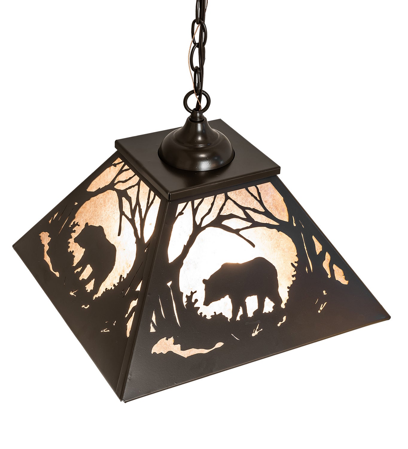 Meyda Tiffany - 124982 - Two Light Pendant - Bear At Dawn - Timeless Bronze