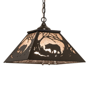 Meyda Tiffany - 124982 - Two Light Pendant - Bear At Dawn - Timeless Bronze