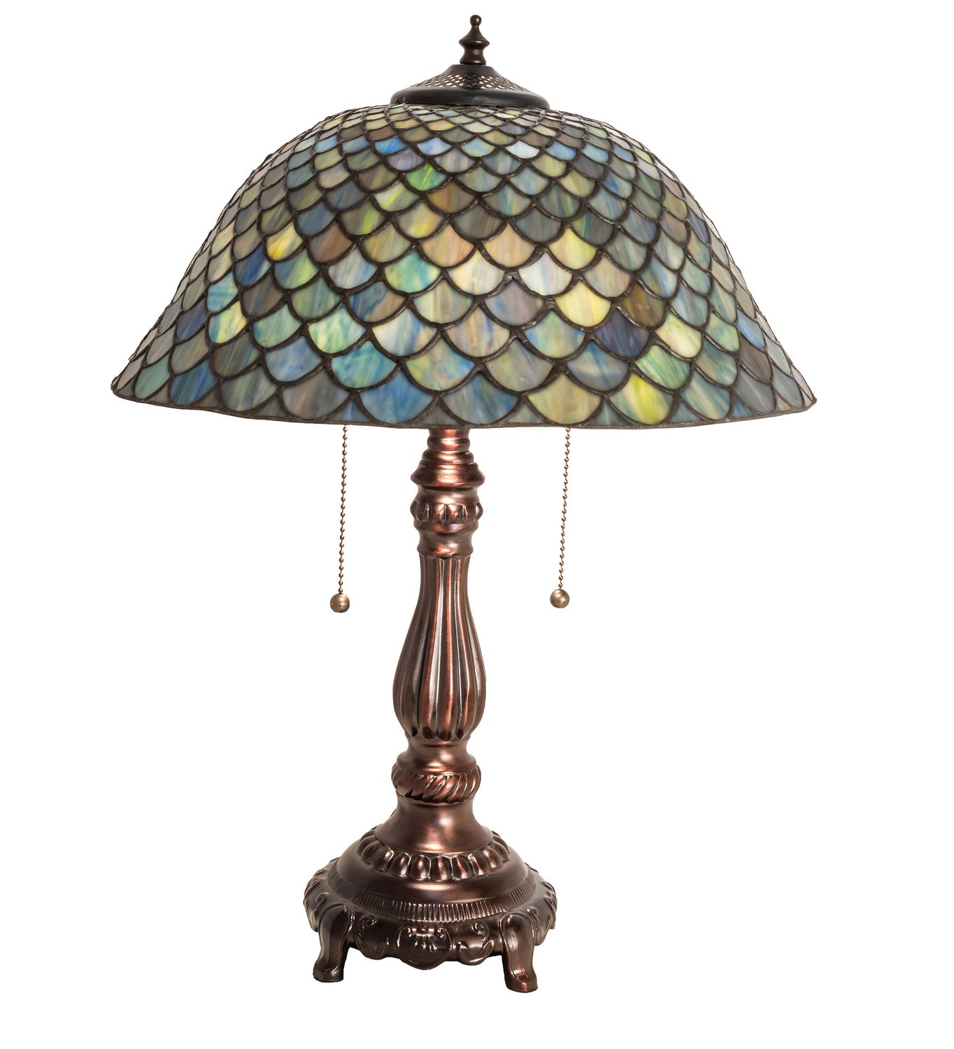 Meyda Tiffany - 132148 - Two Light Table Lamp - Tiffany Fishscale - Mahogany Bronze