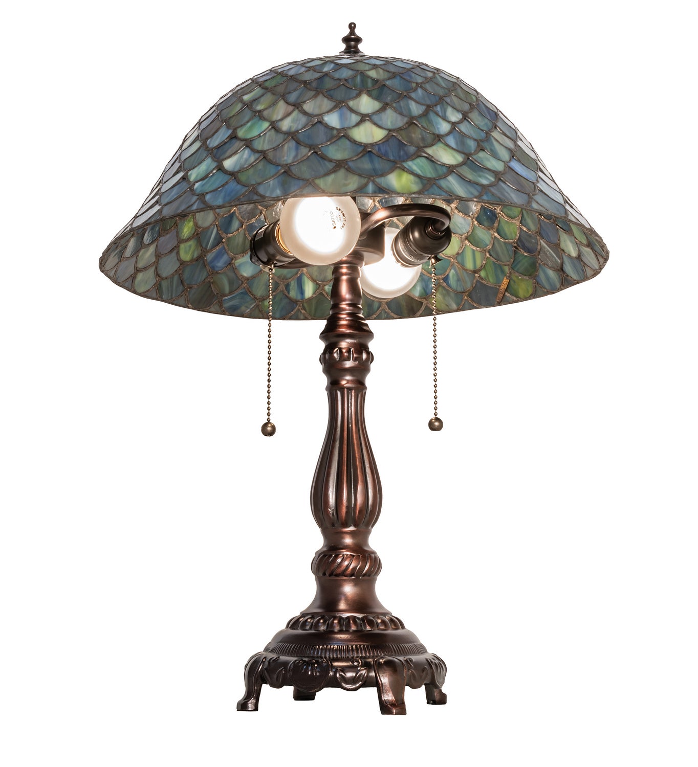 Meyda Tiffany - 132148 - Two Light Table Lamp - Tiffany Fishscale - Mahogany Bronze