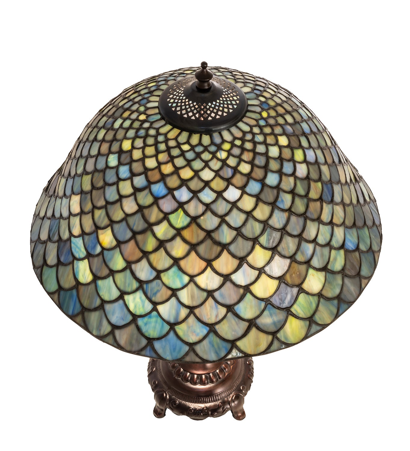 Meyda Tiffany - 132148 - Two Light Table Lamp - Tiffany Fishscale - Mahogany Bronze