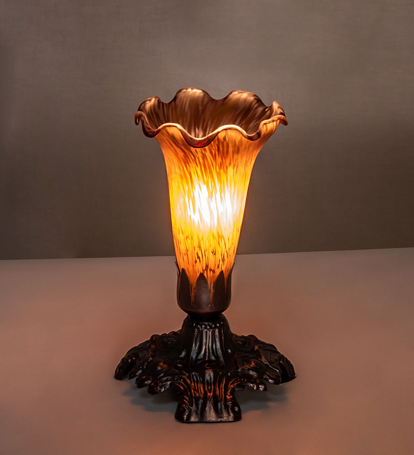 Meyda Tiffany - 13359 - One Light Accent Lamp - Amber Pond Lily - Mahogany Bronze