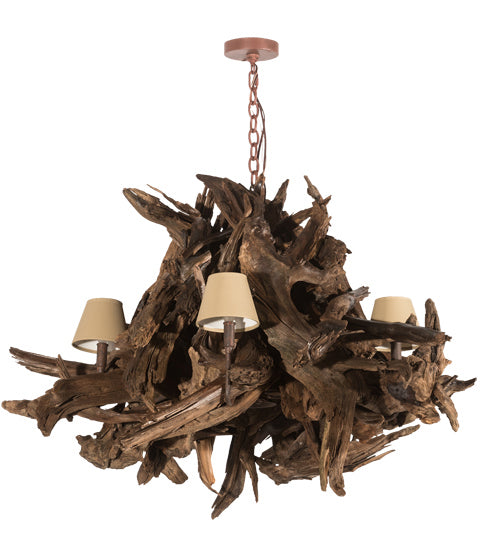 Meyda Tiffany - 197275 - Six Light Chandelier - Driftwood - Natural Wood/Rusty Nail