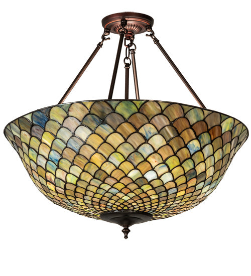 Meyda Tiffany - 229145 - Three Light Pendant - Tiffany Fishscale - Mahogany Bronze