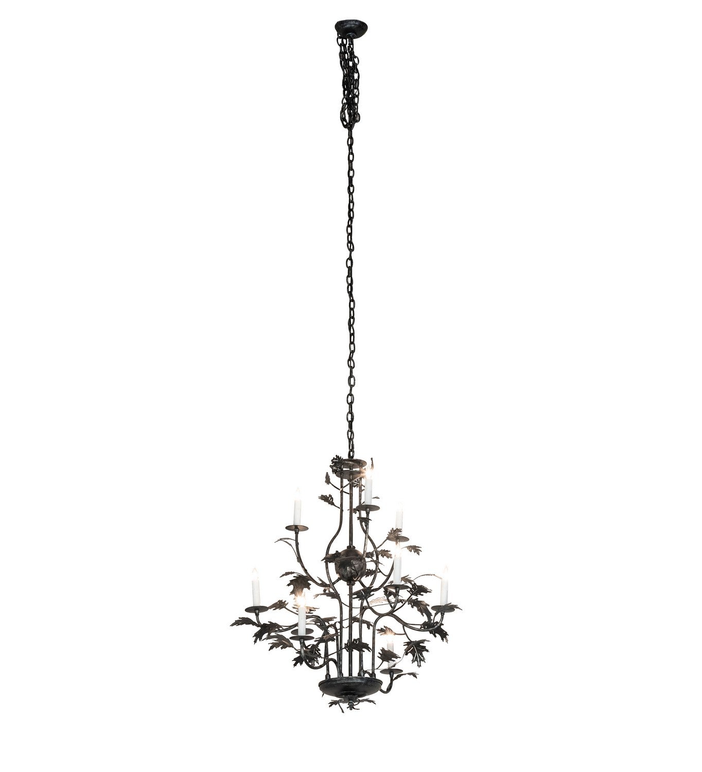 Meyda Tiffany - 232381 - Nine Light Chandelier - Oak Leaf - Gunmetal