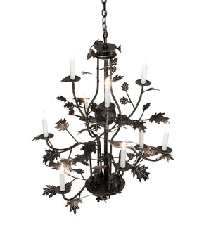 Meyda Tiffany - 232381 - Nine Light Chandelier - Oak Leaf - Gunmetal