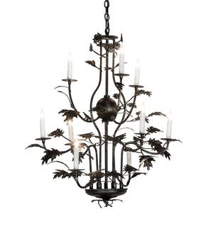 Meyda Tiffany - 232381 - Nine Light Chandelier - Oak Leaf - Gunmetal