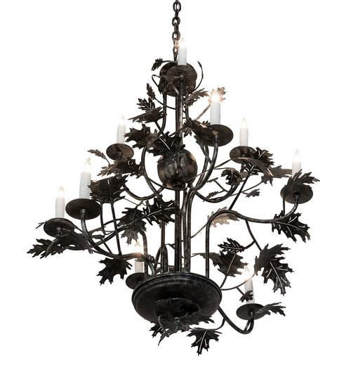 Meyda Tiffany - 232381 - Nine Light Chandelier - Oak Leaf - Gunmetal